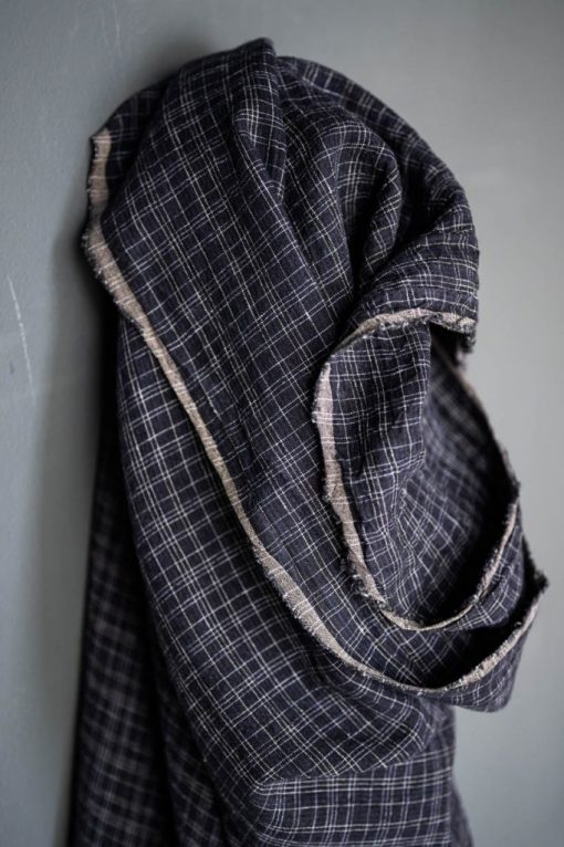 Leinen Wobble Navy Check