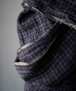 Leinen Wobble Navy Check