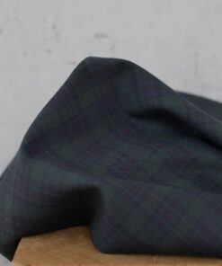 Schurwolle Tartanmuster Blau Grün aus Italien